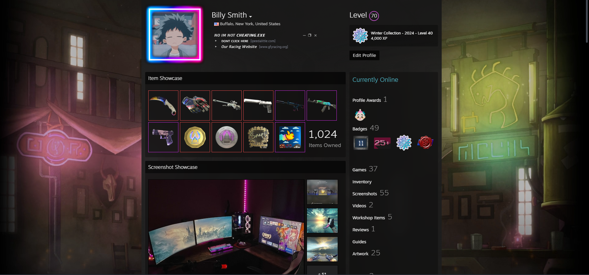 Steam profile screenshot for Billy Smith